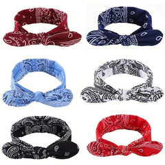 Boho Floral Rabbit Ear Headband Elastic Hair Accessories