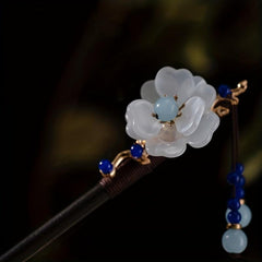 Ancient Style Flower Petal Hairpin Chinese Wooden Hair Stick Ponytail Holder