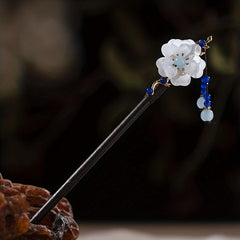 Ancient Style Flower Petal Hairpin Chinese Wooden Hair Stick Ponytail Holder