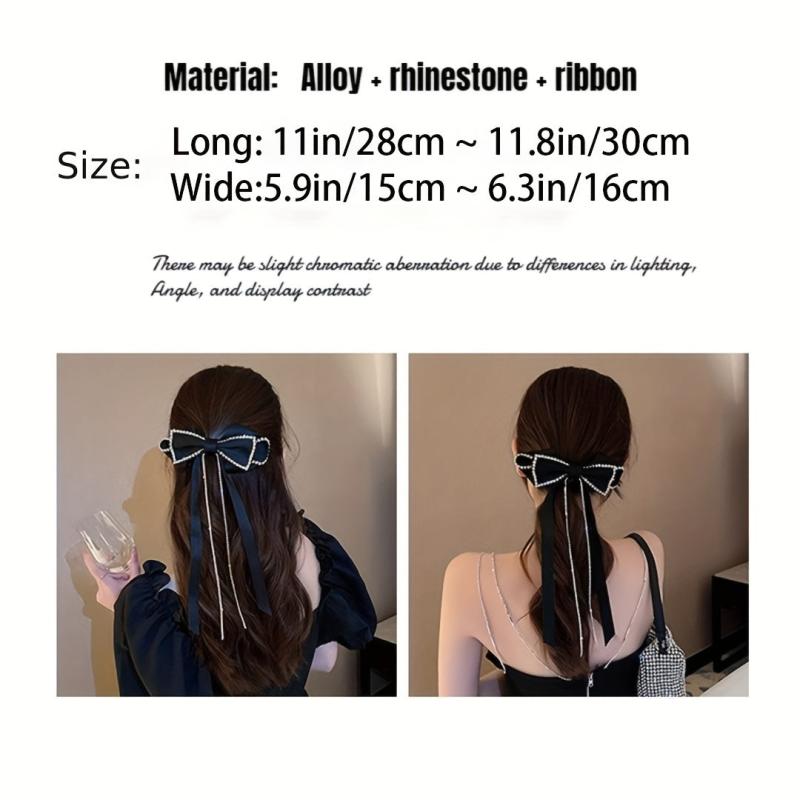 Rhinestone Hair Clips Bow Chain Tassel Claw Hair Accessories