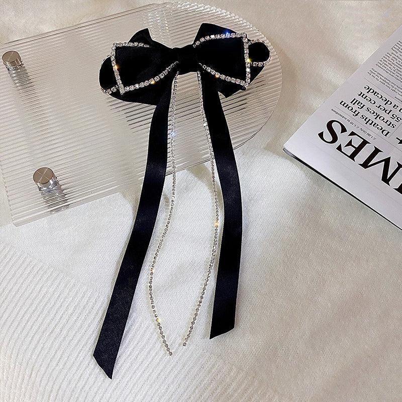 Rhinestone Hair Clips Bow Chain Tassel Claw Hair Accessories
