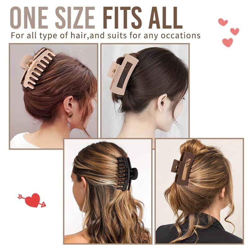 8pcs Frosted Hair Claw For Thick Long Hair Ponytail Holder