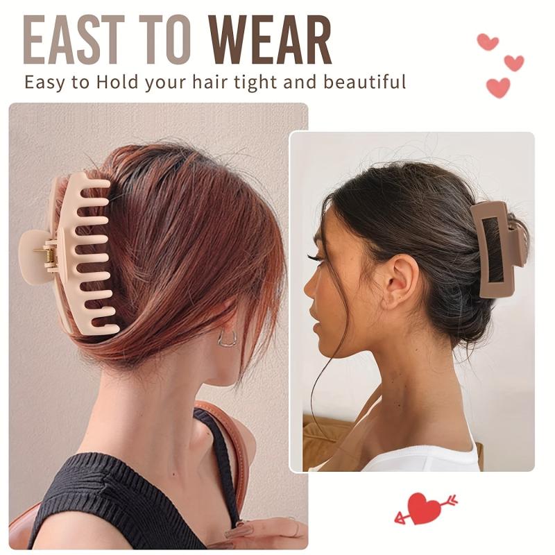 8pcs Frosted Hair Claw For Thick Long Hair Ponytail Holder