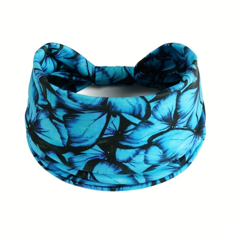 Colorful Butterfly Print Headband Sports Turban Stretchy Hairband
