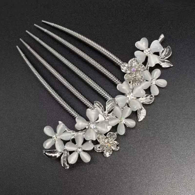Opal Rhinestone Hair Comb Sparkle Flower Clip Hair Accessories