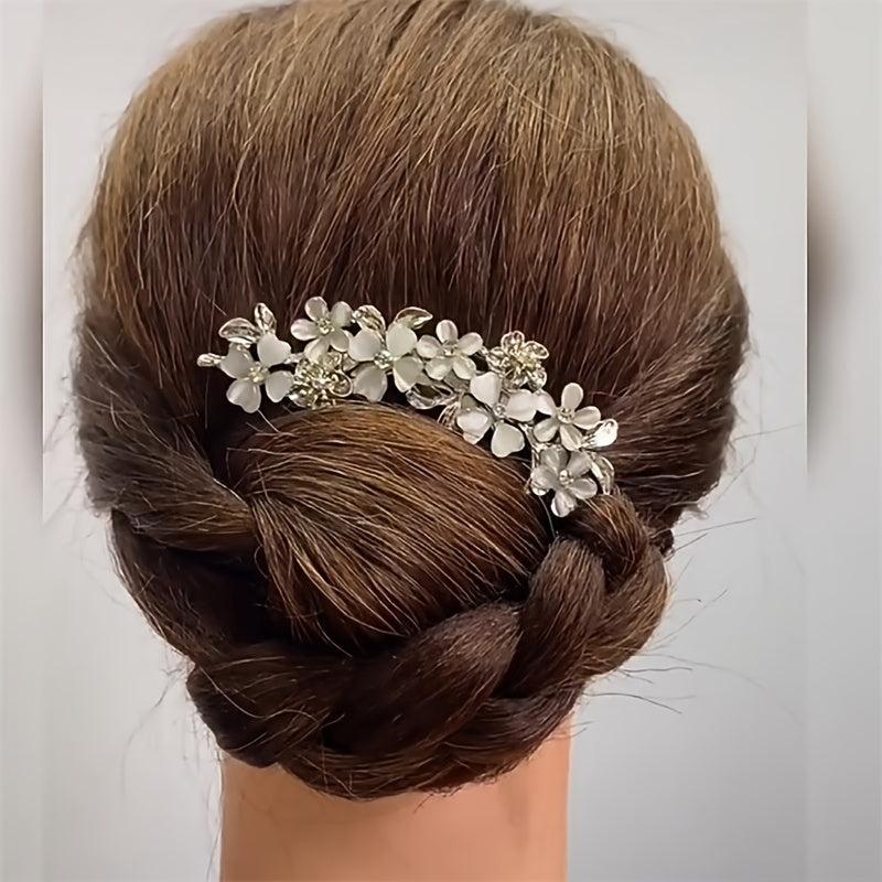 Opal Rhinestone Hair Comb Sparkle Flower Clip Hair Accessories