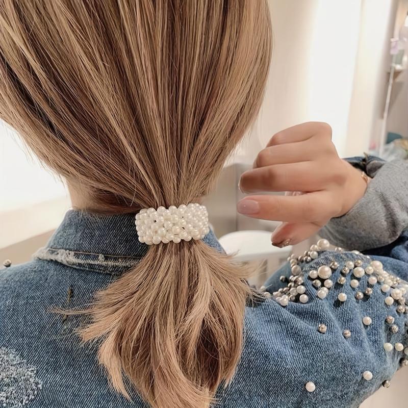 Faux Pearl Hair Tie Elastic Ponytail Holder