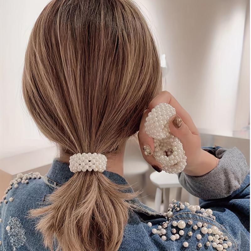 Faux Pearl Hair Tie Elastic Ponytail Holder