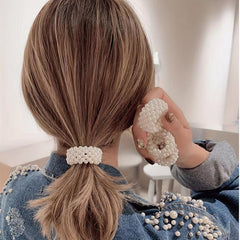 Faux Pearl Hair Tie Elastic Ponytail Holder