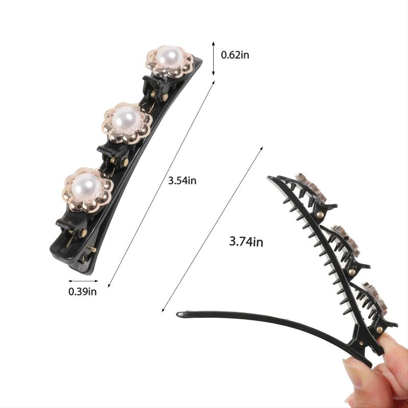 8pcs Crystal Stone Braided Hair Clips Satin Fabric Hair Bands