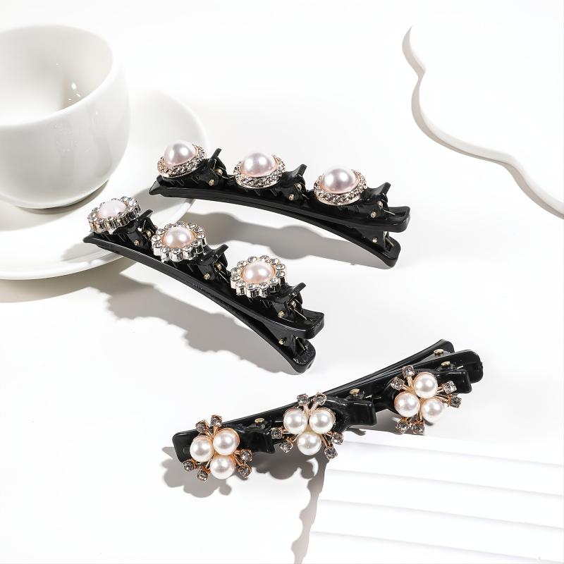 8pcs Crystal Stone Braided Hair Clips Satin Fabric Hair Bands