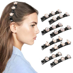 8pcs Crystal Stone Braided Hair Clips Satin Fabric Hair Bands