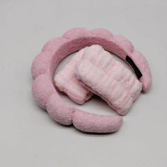 3pcs Face Spa Make up Hairband Wrist Band Sponge Towel Pile Hoop