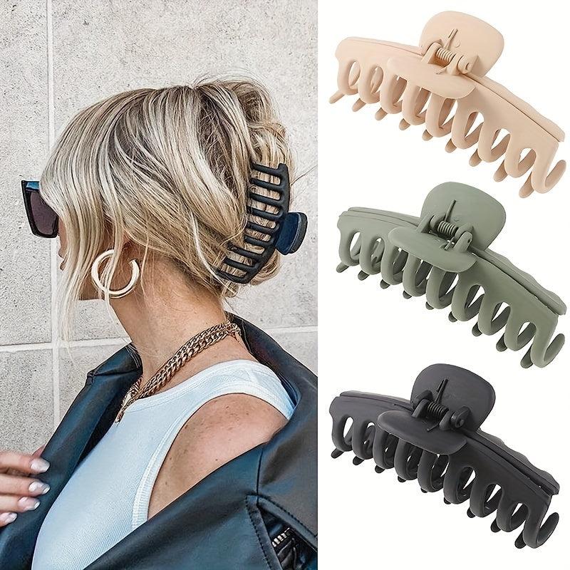 3pcs Large Shark Claw Frosted Hair Claw Ponytail Clip Hair Accessories