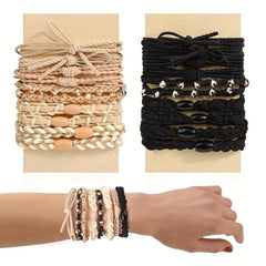 20pcs Crystal Boho Hair Ties Elastic Ponytail Holder Hair Rope 5 Styles