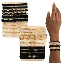 20pcs Crystal Boho Hair Ties Elastic Ponytail Holder Hair Rope 5 Styles