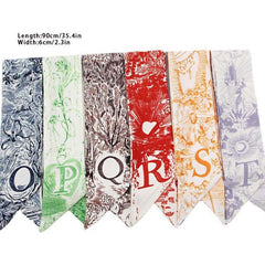 Long Silk Scarf Printed Neckerchief Ribbon Scarf