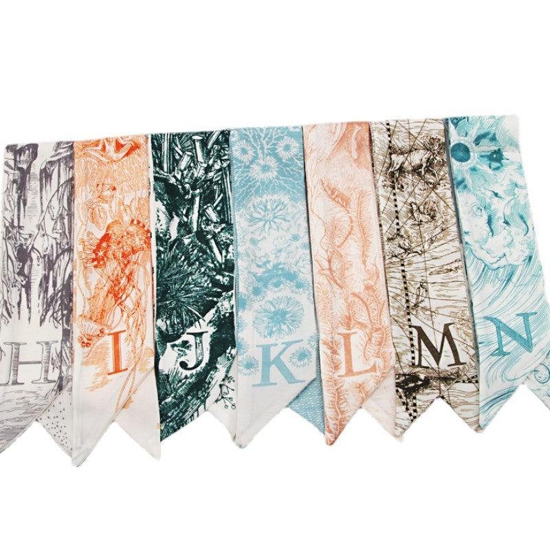 Long Silk Scarf Printed Neckerchief Ribbon Scarf
