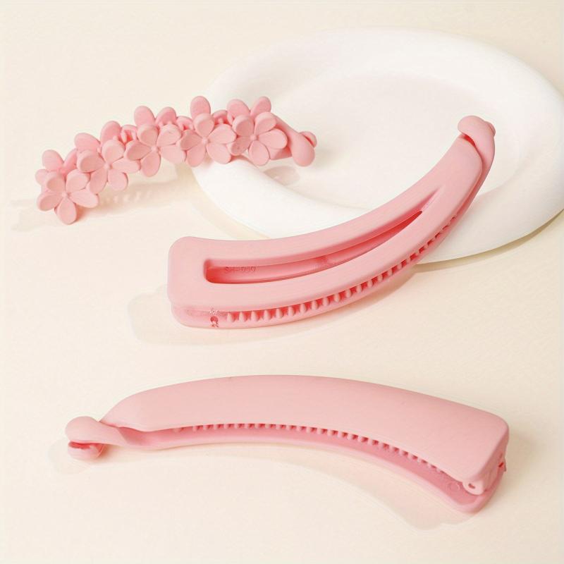 3pcs Peach Pink Frosted Banana Clips Hair Accessories