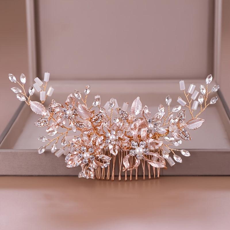 Blush Champagne Bridal Headpiece Hair Comb Hairpiece Wedding Clip
