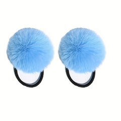 2pcs Colored Velvet Ball Hair Tie Set, No Hair Damage, Hair Rope for Women Girls