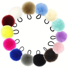 2pcs Colored Velvet Ball Hair Tie Set, No Hair Damage, Hair Rope for Women Girls