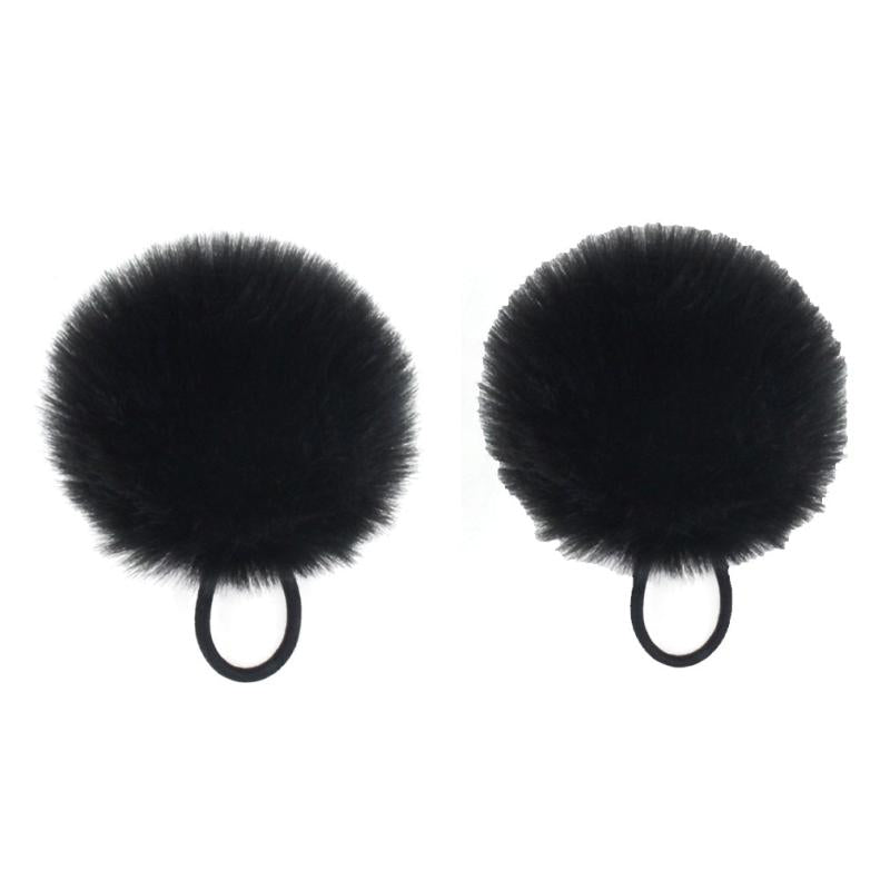 2pcs Colored Velvet Ball Hair Tie Set, No Hair Damage, Hair Rope for Women Girls