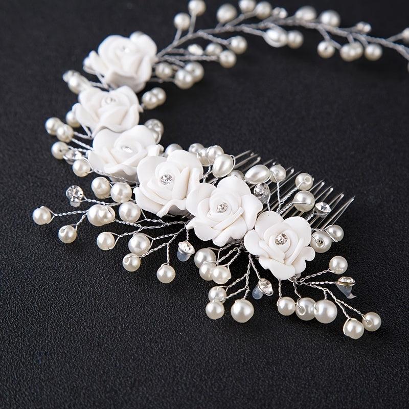 Wedding Flower Pearl Hair Comb Bridal Hair Clip
