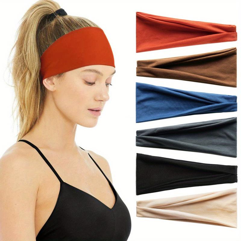 6pcs Solid Headband Criss Cross Head Hoop Stretchy Sports Sweatband