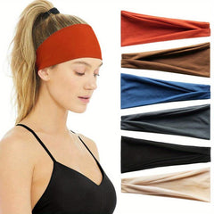 6pcs Solid Headband Criss Cross Head Hoop Stretchy Sports Sweatband