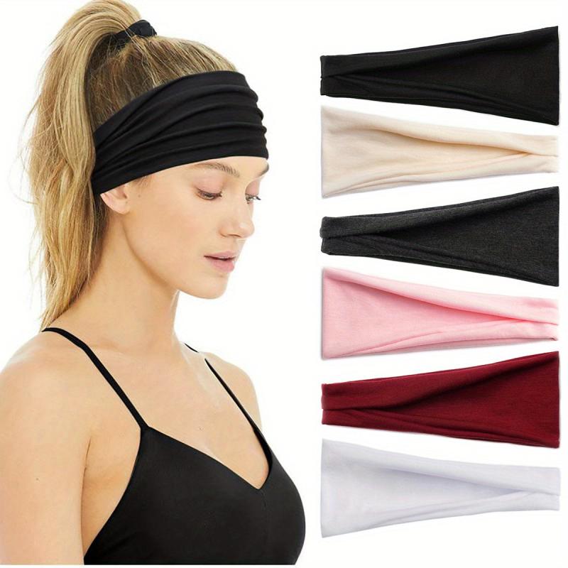 6pcs Solid Headband Criss Cross Head Hoop Stretchy Sports Sweatband