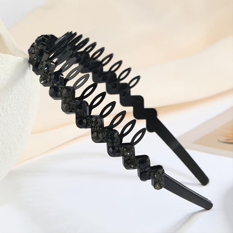 Faux Pearl Rhinestone Plastic Tooth Comb Headbands Crystal Hair Loop