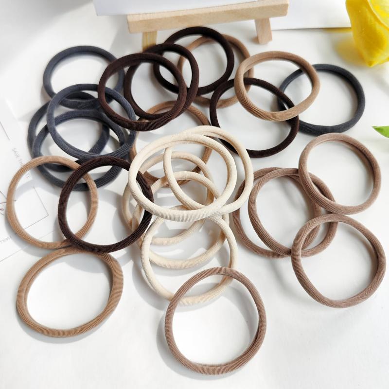 25pcs High Elasticity Hair Tie Ponytail Holder Solid Style Assorted Colors