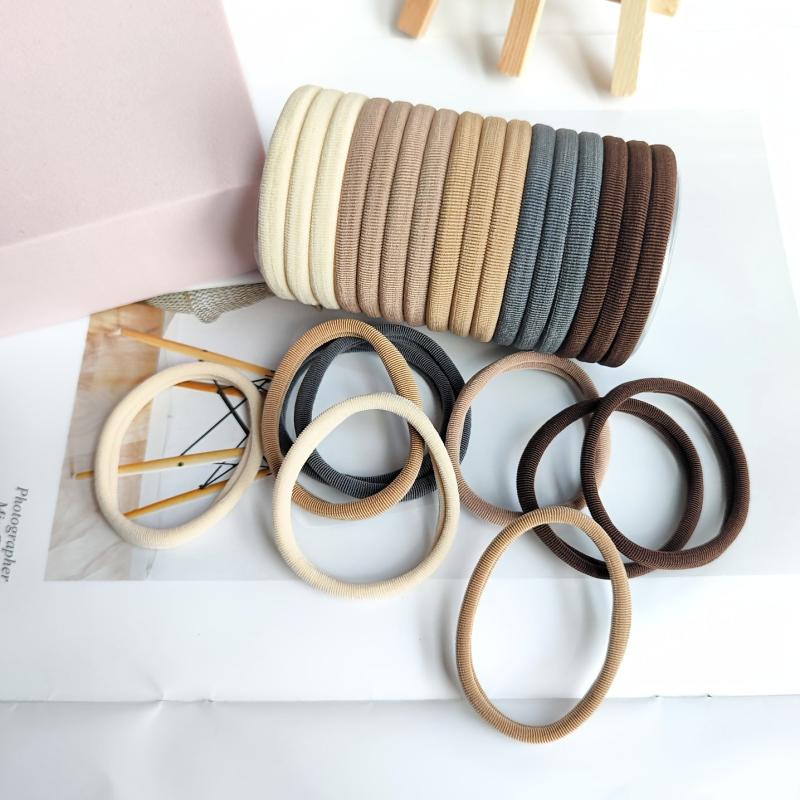 25pcs High Elasticity Hair Tie Ponytail Holder Solid Style Assorted Colors