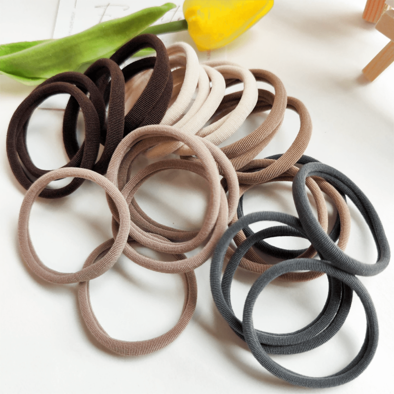 25pcs High Elasticity Hair Tie Ponytail Holder Solid Style Assorted Colors