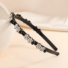 Rhinestone Headband With Clips Braided Hairstyle Hairpin