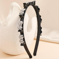 Rhinestone Headband With Clips Braided Hairstyle Hairpin