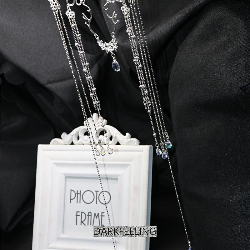 Women's Long Tassel Forehead Chain Alloy Headpiece Silver