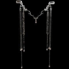 Women's Long Tassel Forehead Chain Alloy Headpiece Silver
