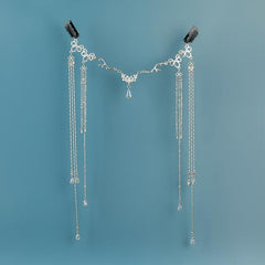Women's Long Tassel Forehead Chain Alloy Headpiece Silver