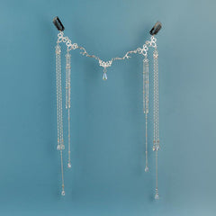 Women's Long Tassel Forehead Chain Alloy Headpiece Silver