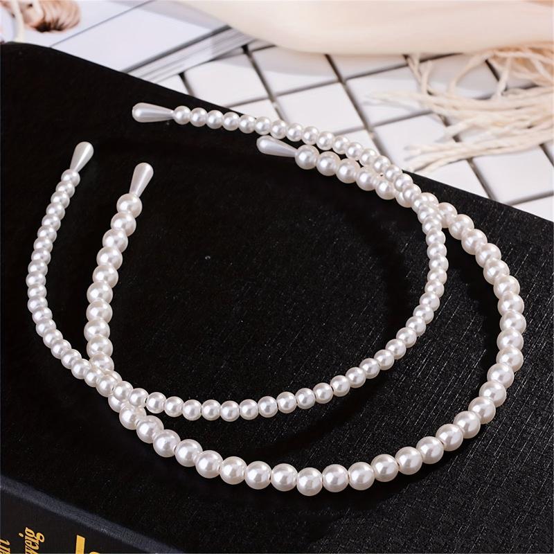 2pcs Faux Pearl Headband Hairbands Bridal Hair Hoop Hair Accessories