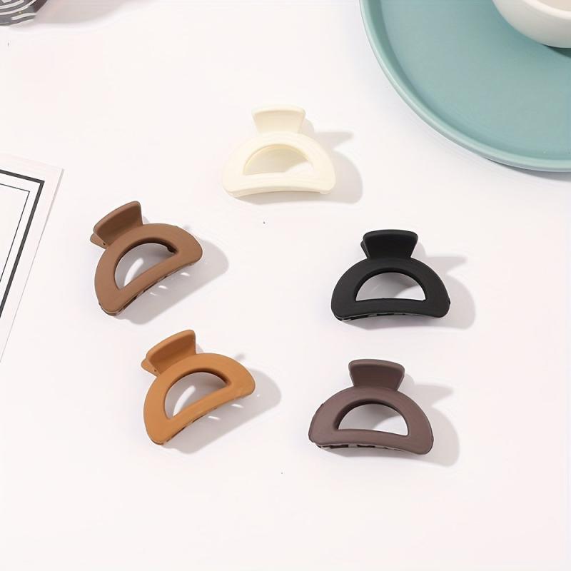5pcs Matte Semicircle Hair Claw Clip Minimalist Non Slip Hair Accessory