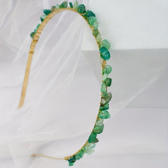 Green Agate Gravel Hairband Bohemian Crystal Headband