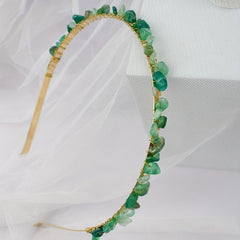 Green Agate Gravel Hairband Bohemian Crystal Headband