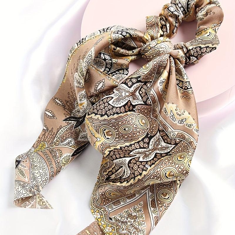 3pcs Retro Print Hair Ties Boho Style Head Scarf Accessory