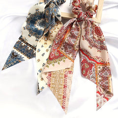 3pcs Retro Print Hair Ties Boho Style Head Scarf Accessory