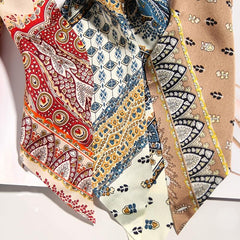 3pcs Retro Print Hair Ties Boho Style Head Scarf Accessory