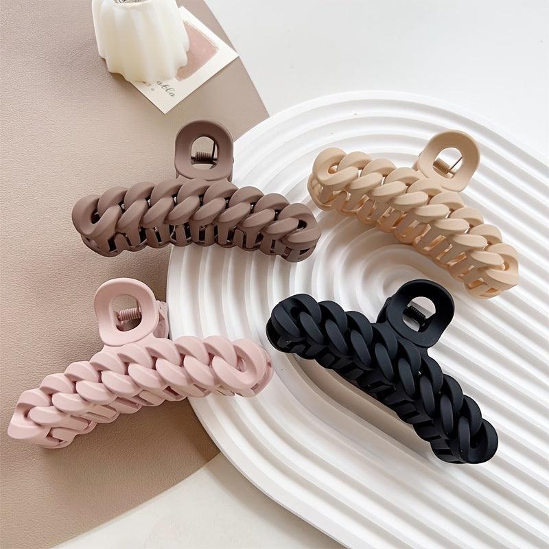 4pcs Sweet Twist Solid Hair Claw Plastic Shark Claw