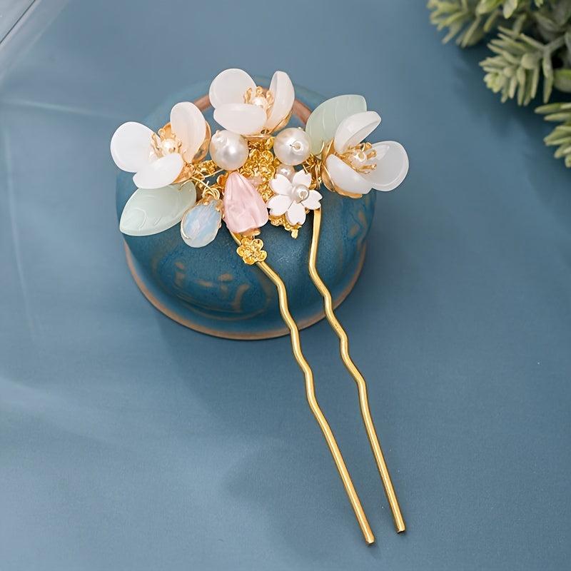 Vintage Flower & Pearl Hair Clip Wedding Hairpin